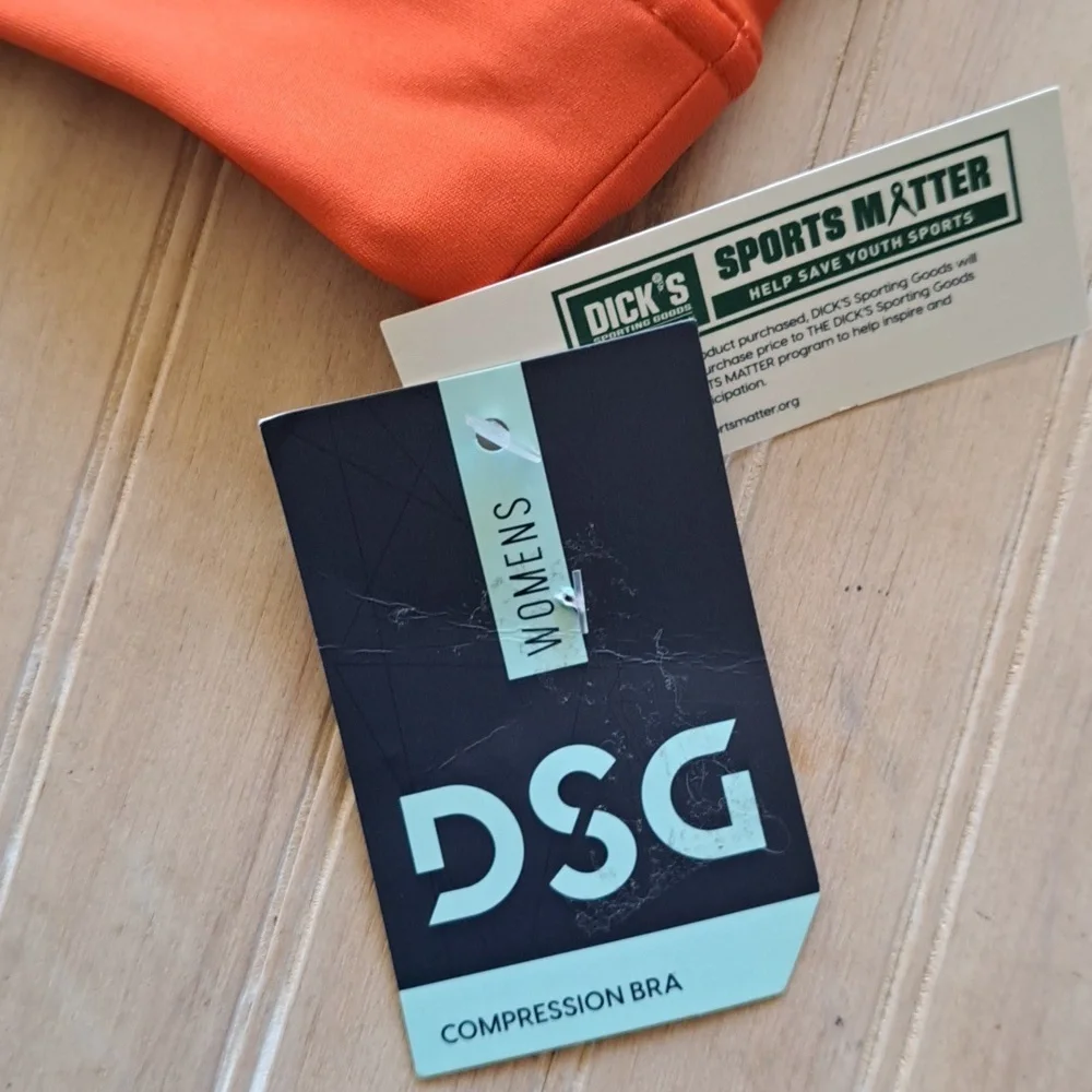 NWT DSG Ginger Orange Strappy Compression Sports Bra Moisture-Wicking 4-W - Picture 4 of 9